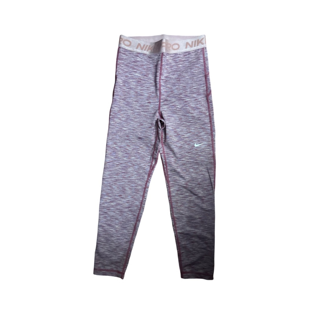 Nike Pro Womens Leggings Pink Multi Space-Dye High Waisted Cropped - size S